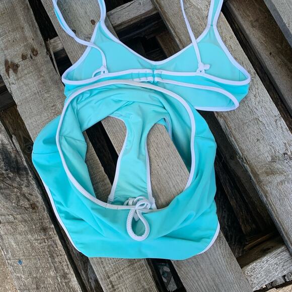Aerie Scoop Piping High Waist bikini set teal - Picture 7 of 7